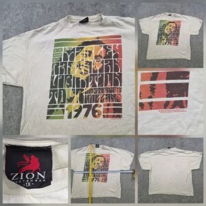Bob Marley 1976 T Shirt Womens Big 1X White Zion Rootswear Reggae Graphic Tee
